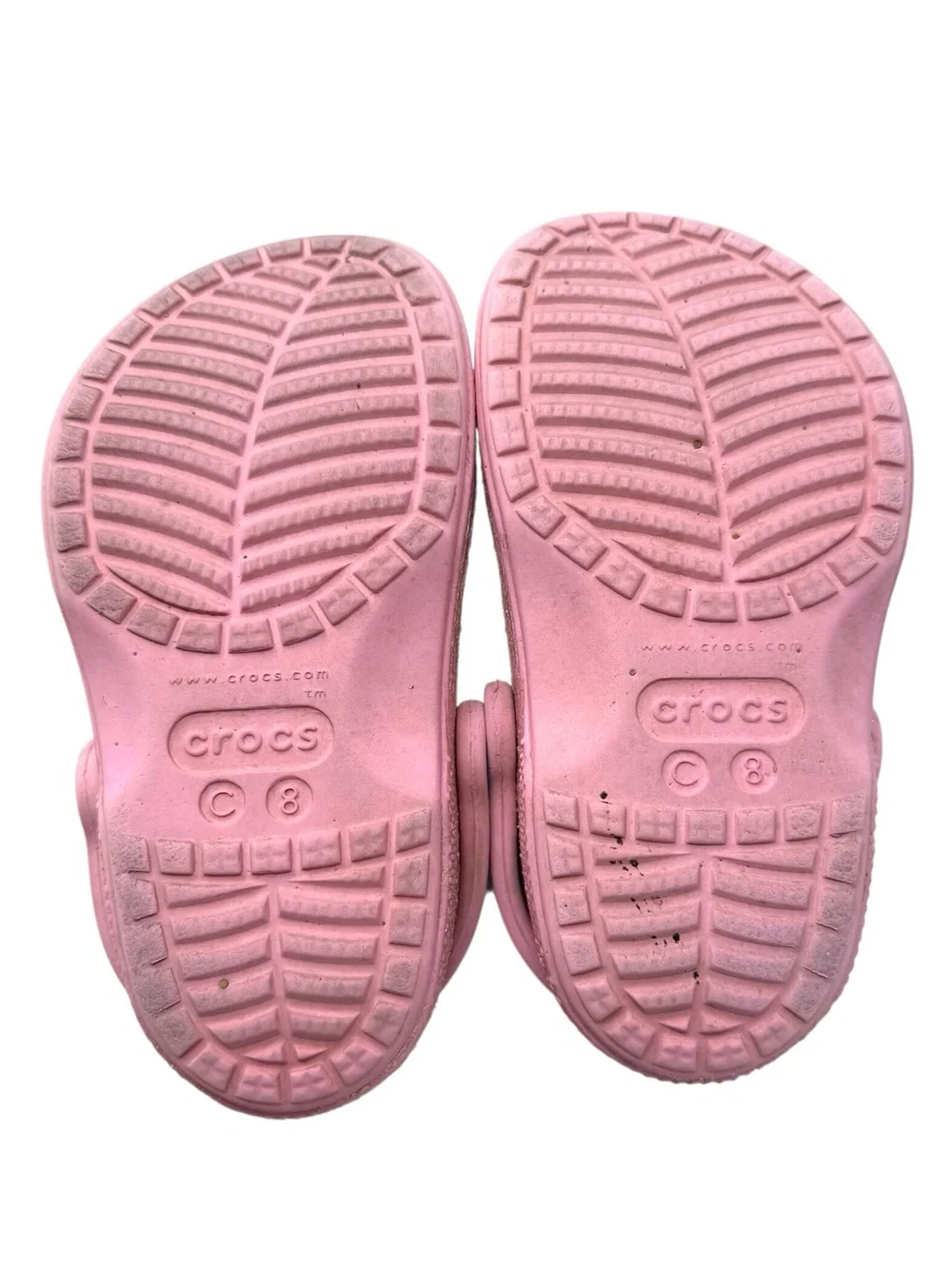 Crocs double strap pink glitter slip on sandals child’s size 8